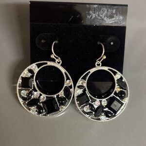 Elegant Black and Silver Hoop Earrings